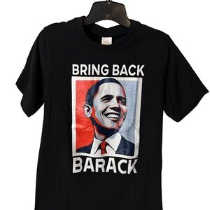 Black Graphic T-Shirt with Barack Obama Print